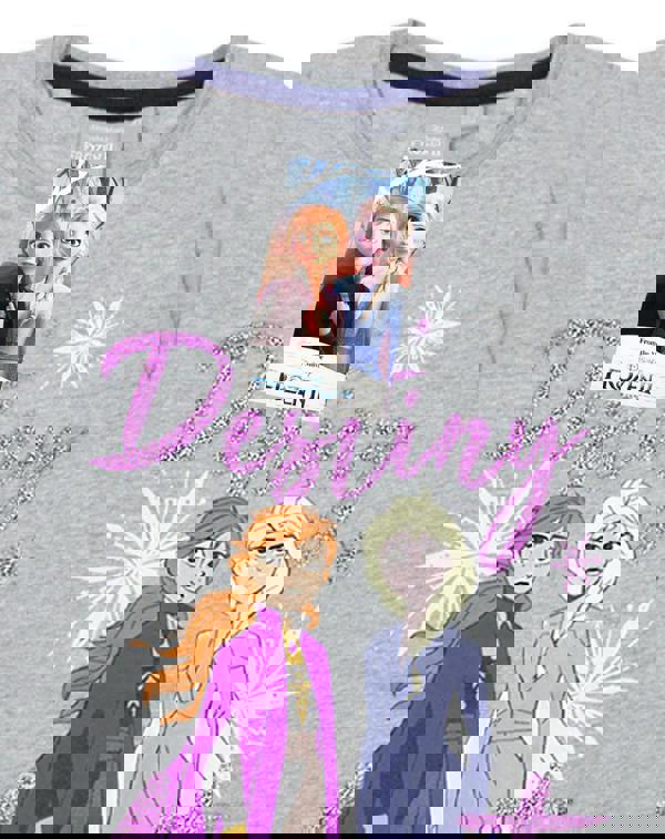 Disney Girls Grey Anna, Elsa Short Sleeved T-Shirt