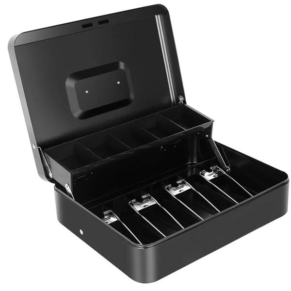 Havendro Lockable Metal Cash Box Large Security Storage for Money Coin and Notes