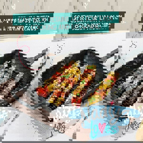 Prestige Square Grill Pan with Pouring Lips Oven Safe Cast Iron Cookware - 27 cm