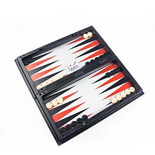 RUNNOW Magnet Chess Set Folding Chessboard Family Game 3 in 1 Chess Checkers Backgammon