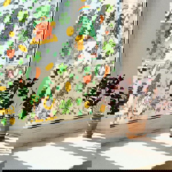 WALPLUS WSW6008 - St Patrick's Day Shamrock Gnomes Window Clings