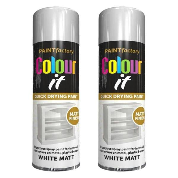 Paint Factory 2X  White Matt Spray Paint 250ml