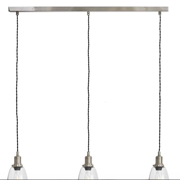 Abode Home & Gifts Satin Nickel Glass Pendant Trio