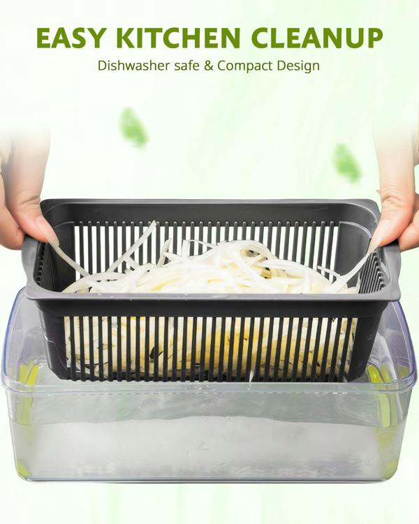 ADOV Vegetable Chopper, Multi-Function Mandoline Slicer with 7 Stainless Steel Blades, Container and Safety Guard