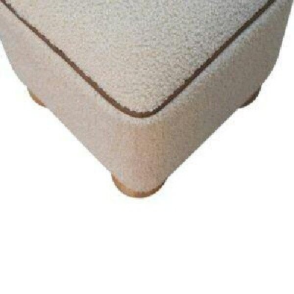 Wyld Haus Wailea Grey Boucle and Mango Wood Footstool with Ball Feet