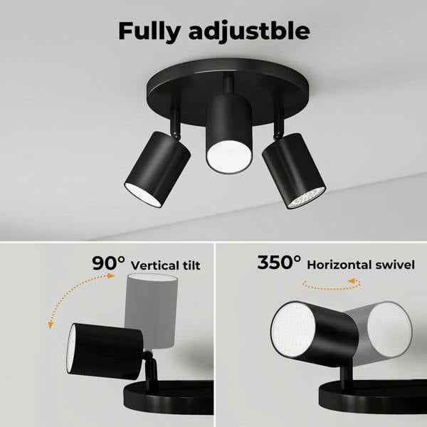 EMITTO 3-4 Way Ceiling Spotlight Adjustable Kitchen Bar Spot Light LED GU10 E14