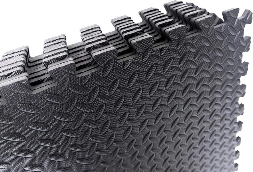Shatchi 36pcs Black Gym Flooring Puzzle Mat Interlocking EVA Floor Tiles Non slip Rubber Cushion For Home Mat