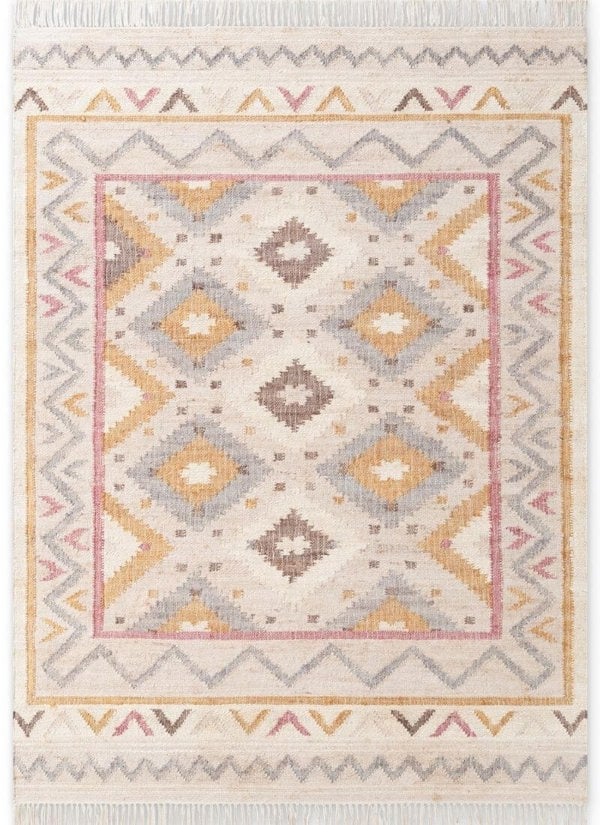 The Rugs Roya Afghan Kelim Rug – Parsa Cream Multicolour