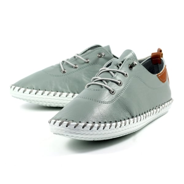 Lunar Women's St Ives Leather Plimsolls - Grey