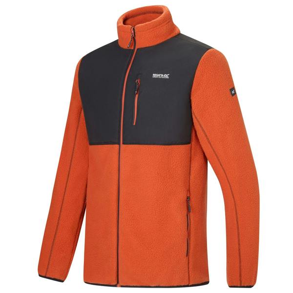 Regatta Mens Morran Water Resistant Full Zip Fleece Jacket - Rooibos Tea/Black - 