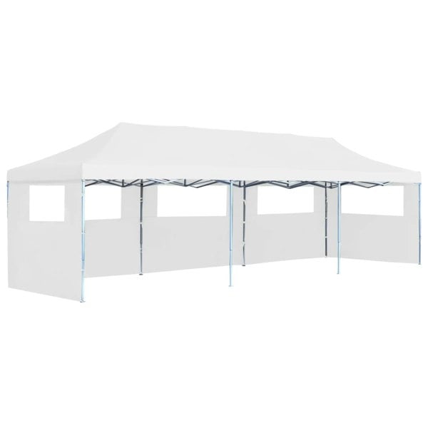 Berkfield Folding Pop-up Party Tent with 5 Sidewalls 3x9 m White
