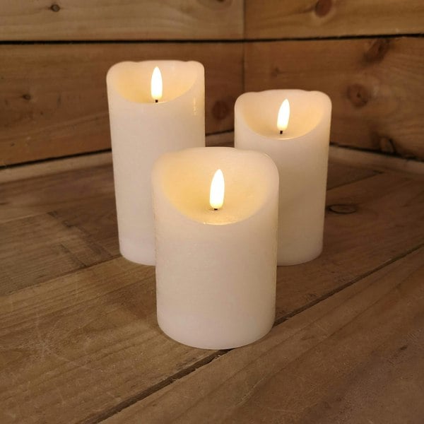 Samuel Alexander Set of 3 Battery Operated Flickering LED Candle Christmas Decoration with Timer