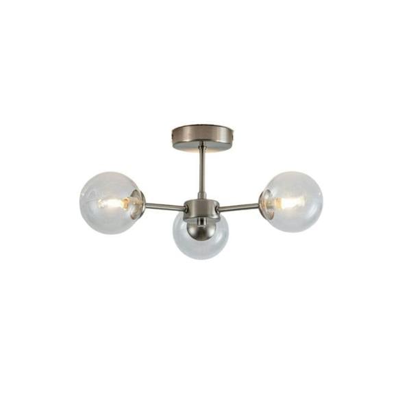 Pagazzi Lighting Niva 3-Light Satin Nickel Clear Glass Semi-Flush Ceiling Light