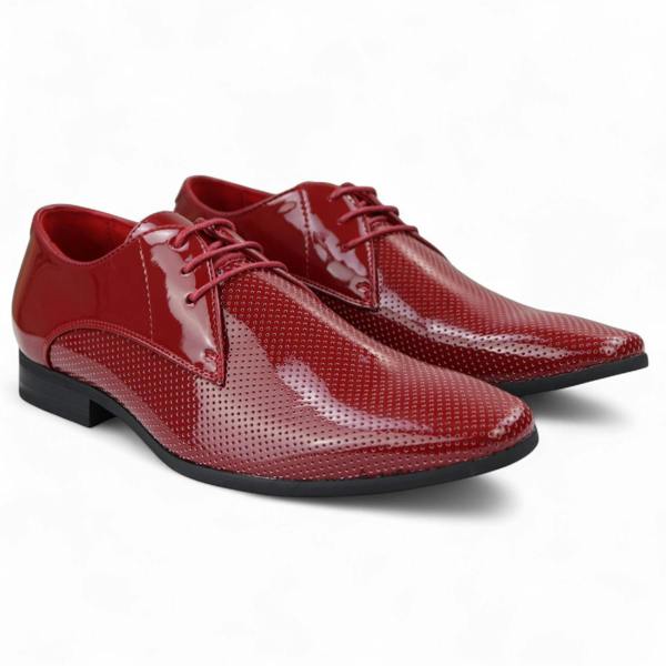 Dolcetto Men’s Pointed Toe Formal Lace Up Perforated Shoes