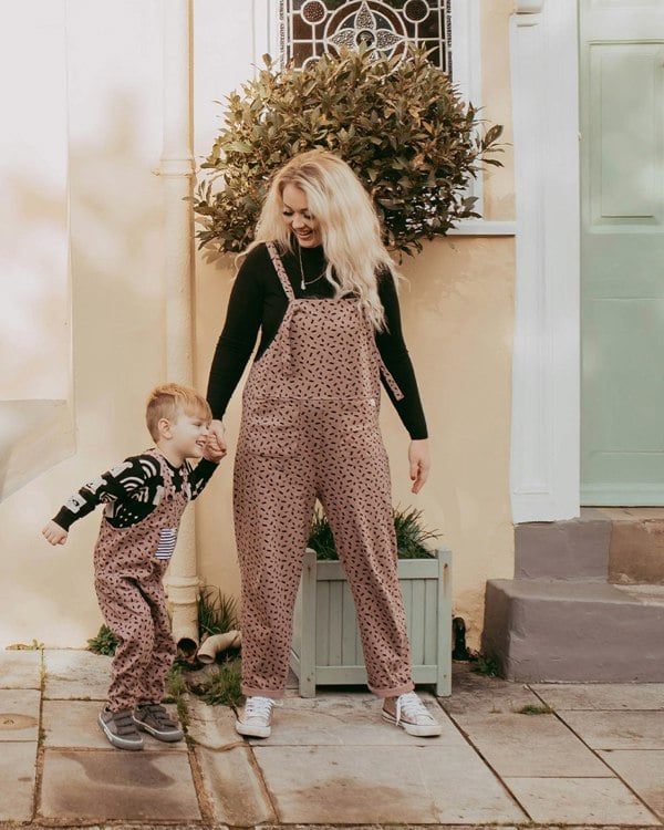 Lila Pink Confetti Print Dungarees- image 1
