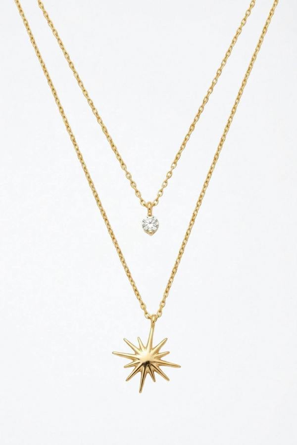 Serla Gold Plated Star Layered Necklace