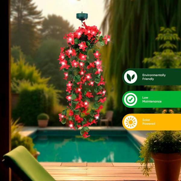 Gardenwize Solar Hanging Lights – Pink Primrose Flower 30 LED Garden Lights