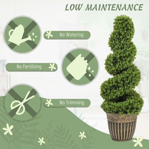 Wyld Haus Faha Set Of 2 Artificial Spiral Boxwood Topiary Trees In Pots 90cm
