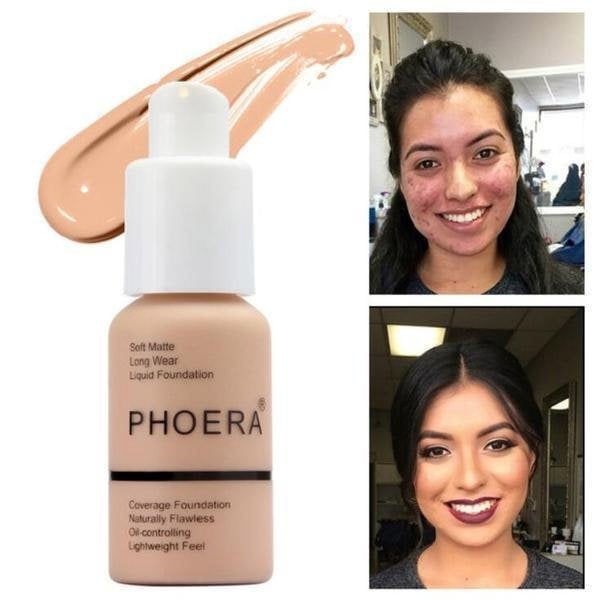 Phoera Flawless Matte Liquid Foundation - Full Coverage Oil-Free Makeup - 30ml