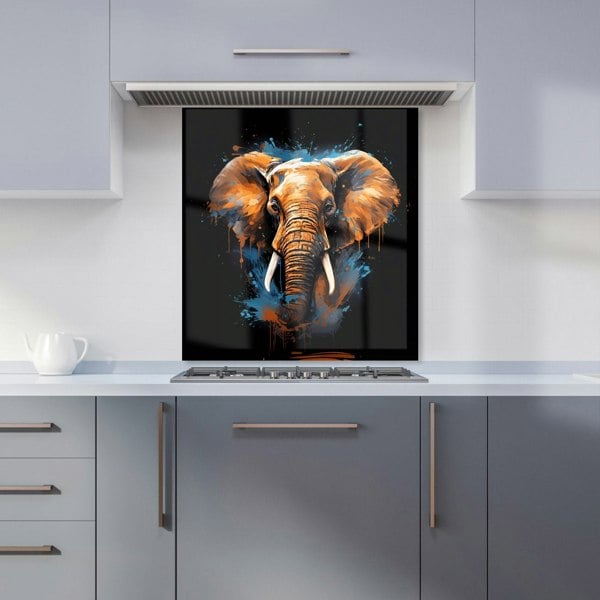 Warren Reed - Designer Splashart Elephant Blue Kitchen Splashback