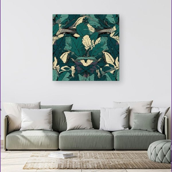 Warren Reed Green Beige Tropical Leaves Canvas