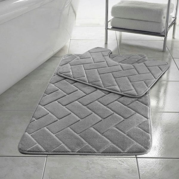 HomeSpace Direct Memory Foam Blocks Anti Slip Bath Mat Set 2 Piece