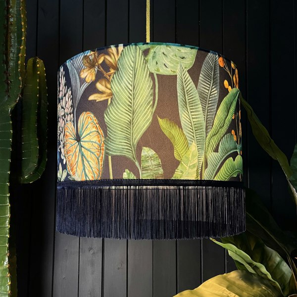 Love Frankie velvet lampshade rainforest fringing