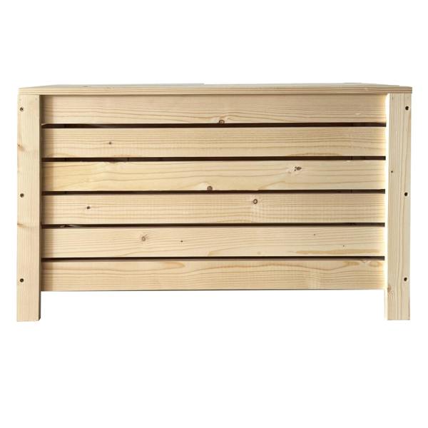 Core Products Wide Slatted Storage Box with Lid, Pre-Sanded Pine