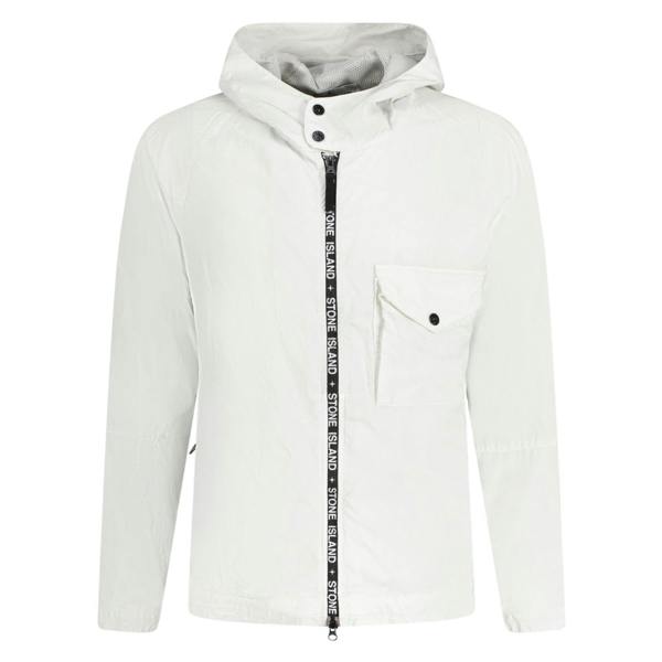 Stone Island Logo Zip Jacket White - chancefashionco