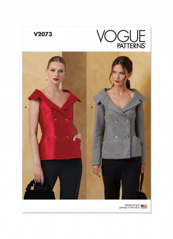 Vogue Sewing Pattern 2073, Jackets for Women, B5 (8-10-12-14-16) - Advanced
