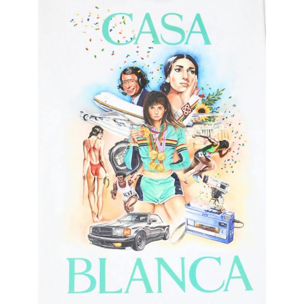 Casablanca Printed T-Shirt   in  White