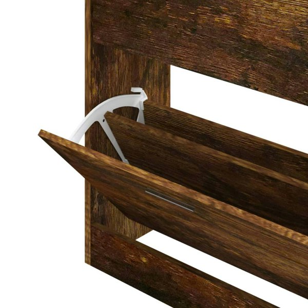 Berkfield Shoe Cabinet Smoked Oak 63x24x81 cm Engineered Wood