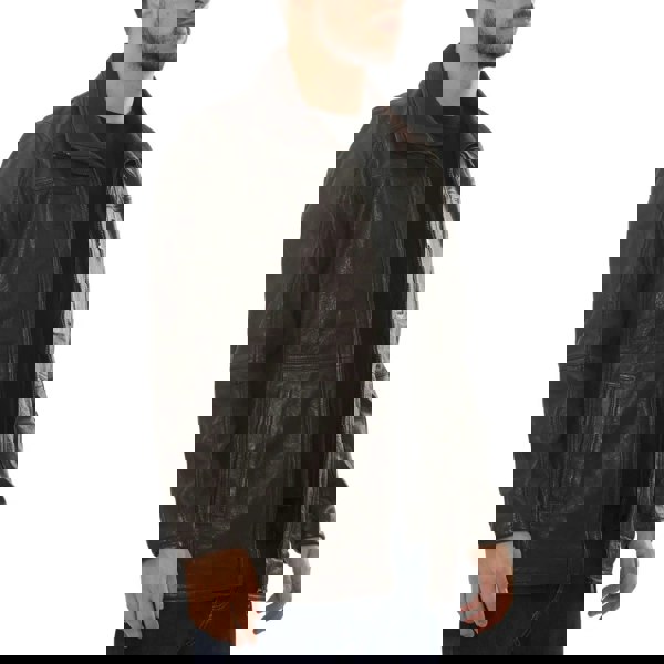 Leather Company Men's Leather Motorcycle Jacket Classic Biker Coat