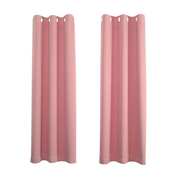 Pink Eyelet Curtains - Thermal Blackout Curtains  - 66 x 72 Inch Drop - 2 Panel Image 1