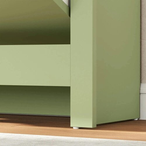 Wyld Haus Wooden Green Slim Shoe Cabinet With 2 Flip Drawers For 12 Pairs