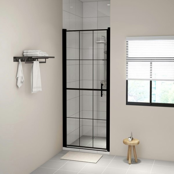 Berkfield Shower Door Tempered Glass 81x195 cm Black