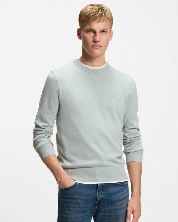 BOSS Orange Kanovano Mens Crew Neck Jumper - Silver 043