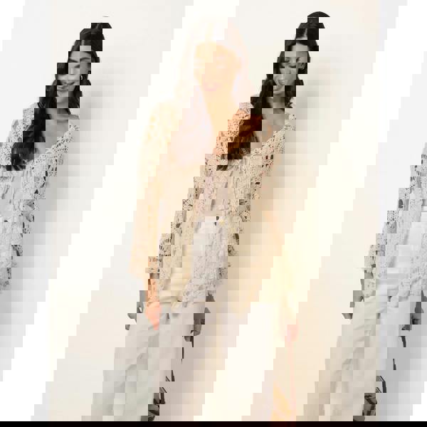 Blue Vanilla Long-Sleeved Crochet Cardigan