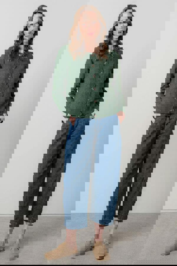 Lily & Me Layla Pointelle Knit Cardigan Pine Green