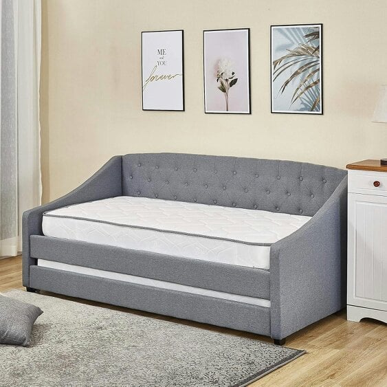 Kosy Koala Daybed with Trundle grey 3ft single fabric tufted wooden day bed bedroom