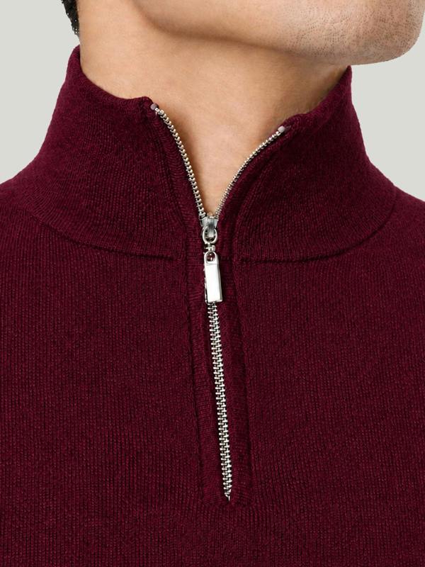 Serran London Men's Half Zip Wool Jumper - Red