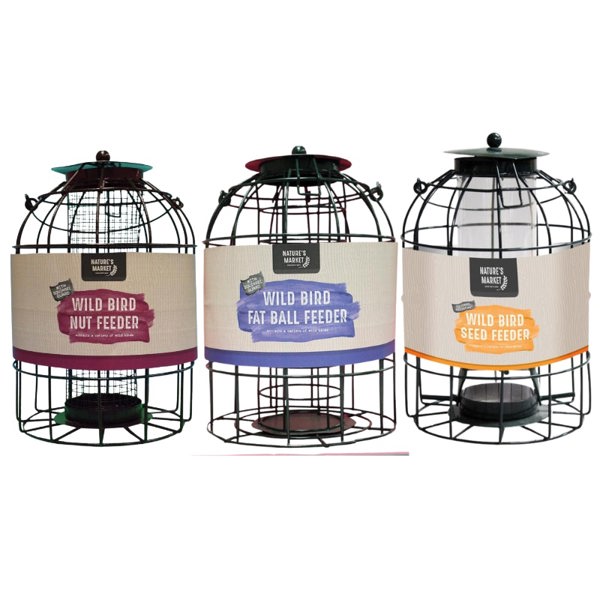 Samuel Alexander Pack of 3 Hanging Nut Seed & Fat Ball Bird Feeders with Squirrel Guard