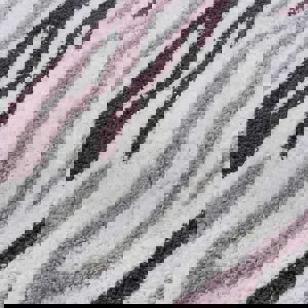 Moodi Shaggy Grey/Purple Rug, abstract design, soft pile | THE RUGS