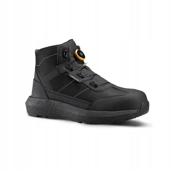 TOWORKFOR Zero Gravity Speed Lace Mens/Womens FibreGlass Safety Boots, black high-top safety footwear with lace-up design and cushioned sole for improved comfort and protection.