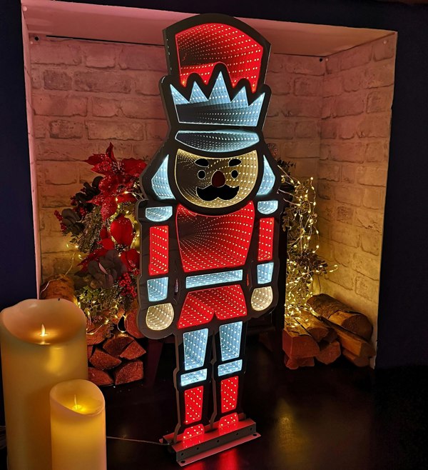 Samuel Alexander 87cm Infinity Light up Standing Nutcracker Christmas Decoration with Red & White LEDs on Metal Base