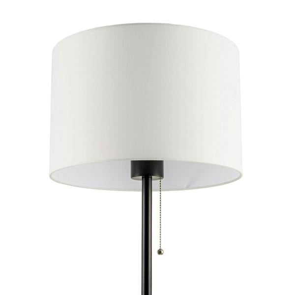 Classic Matte Black Floor Lamp with Metal Pull Switch and Cotton Shade Image 8