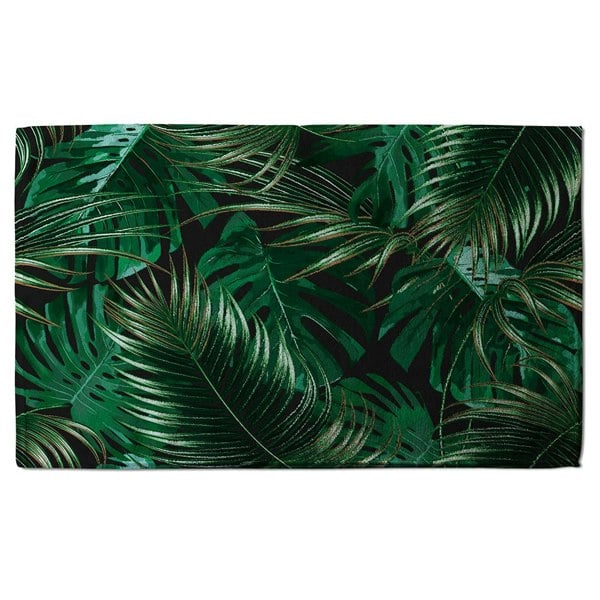 Benjamin Tate Design Tropical Leaves on Black (Bath Towel)