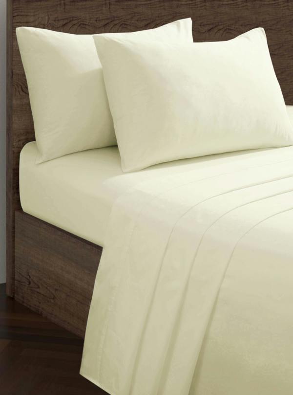 Smart Living Polycotton Housewife Pillowcases Pair 180 Thread Count - Cream