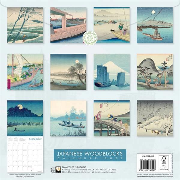 Japanese Woodblocks Calendar 2027, Wall Calendars, Month To View, Art, Gift