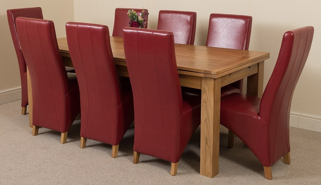 That's Furniture Richmond Large Oak Extending Dining Table with Lola Leather Chairs